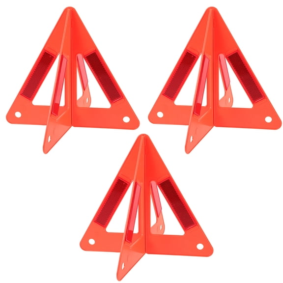 HEMOTON 3Pack Red Reflective Safety Triangles for Vehicles Durable Plastic Emergency Roadside Warning Triangles