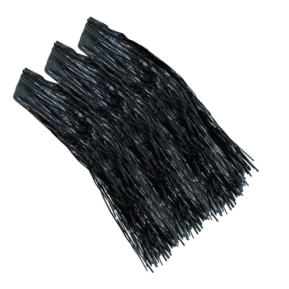 Zehuanyu 3pcs Tassel Table Skirt Table Cloth Photo Backdrop Wedding Decor Rain Curtain Photo Props for Party Decoration(Black)