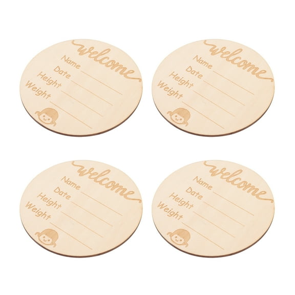 Zehuanyu 4 Pcs Arrival Name Sign for Nursery Birth Announcement Baby Hospital Newborn