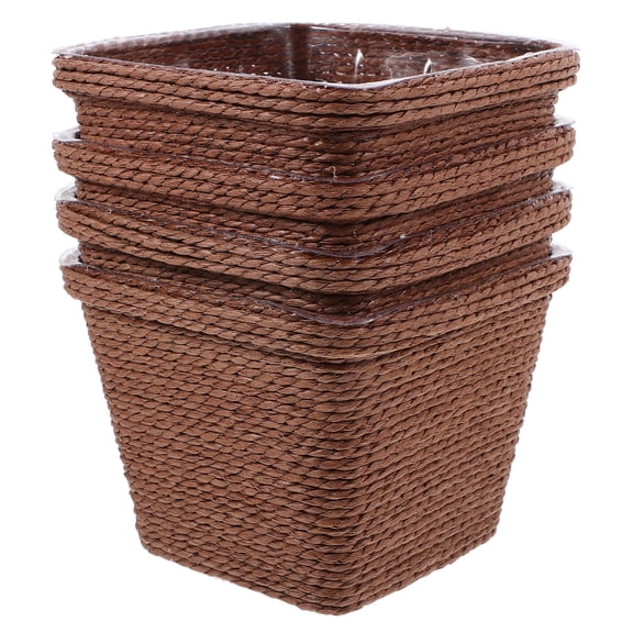 SOPOTUTU 4Pcs Compact Coffee Woven Basket for Storage and Tabletop Use Rustic Design with Easy Cleaning