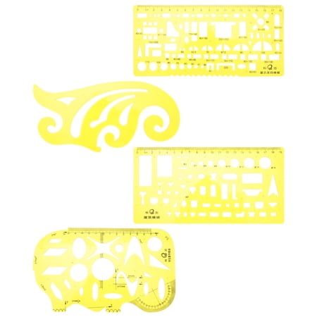EXHUMKY Geometric Pattern Stencils Set Plastic for Professionals in Architecture 4Pcs
