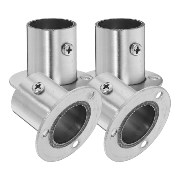 Zehuanyu  4 Pcs Pipe Support Base Floor Bracket Railing Swivel Silver