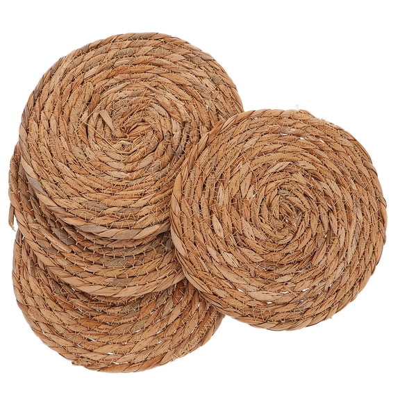 Zehuanyu 4pcs Handwoven Rattan Coasters Cup Base Plates Dishes Insulated Hot Pads Pot Living Dining Room Kitchen Accessories 4.72 Inch Round