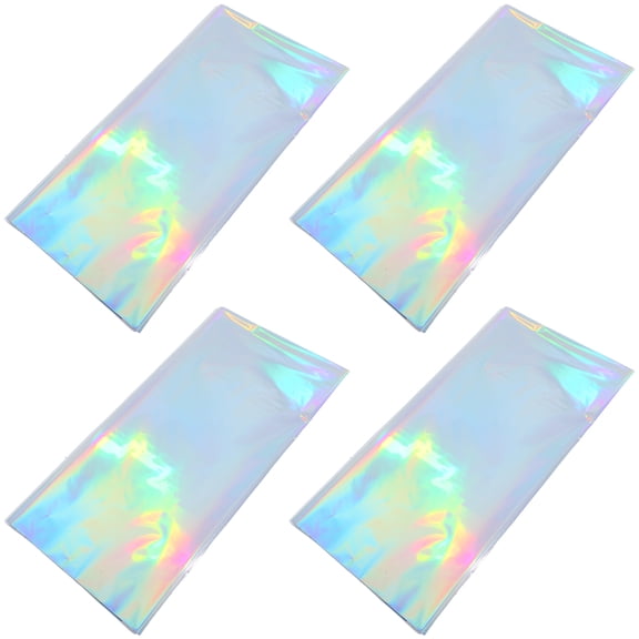 Zehuanyu 4pcs Iridescent Party Table Covers Holographic Foil Plastic Tablecloths andunners for Bridal Showers Birthday Parties Weddings and Bachelorette 54 x 108inch
