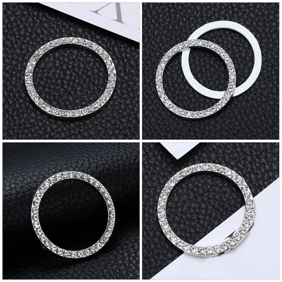 Zehuanyu 4pcs Rhinestone Engine Start/Stop Decorative Ring Car Push to Start Button Circles Bling Car Engine Decorative Ring for Push Button Starter