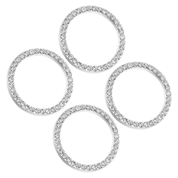 Zehuanyu 4pcs Rhinestone Engine Start/Stop Decorative Ring Car Push to Start Button Circles Bling Car Engine Decorative Ring for Push Button Starter