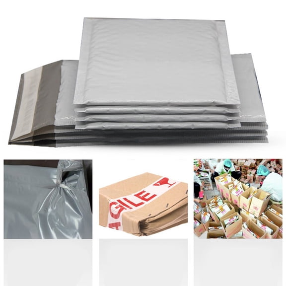 Zehuanyu 50-Pack Grey Plastic Mailing Bags with Closure Binder, 15x21 cm, Postage Envelopes for Document Shipping