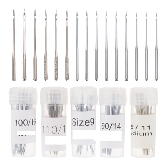 YOSADIER 50Pcs Stainless Steel Sewing Needles Plated Silver Side Opening Anti Jumping for Sewing Machines