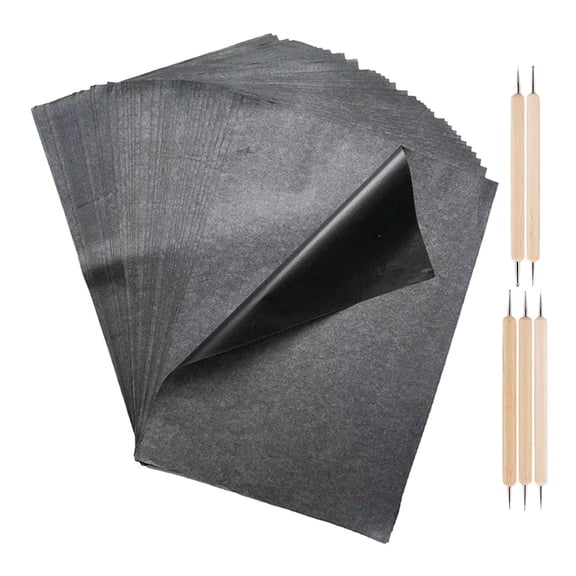 Black Carbon Transfer Paper and Dual Tip Tracing Pens for Tracing A4 Size 55pcs
