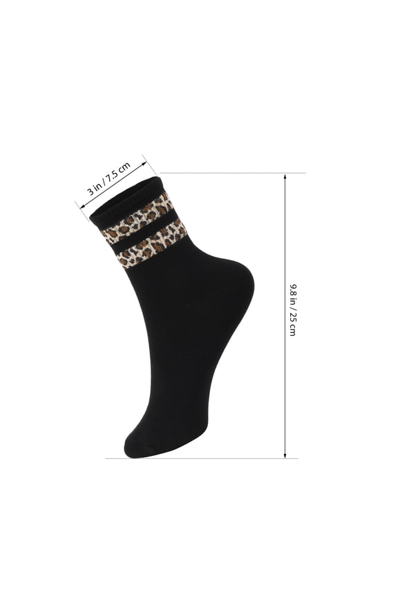 6 Pairs Fashionable Leopard Print Cotton Socks for Women Multi Color Animal Print Socks 6 Pairs