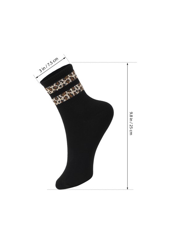 6 Pairs Women's Leopard Print Cotton Socks, Multi-Color Animal Pattern Socks, Comfortable and Stylish