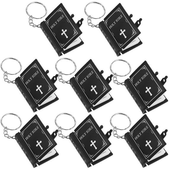 Zehuanyu 8 Pcs Car Key Pendant Religious Bible Keychain Mini