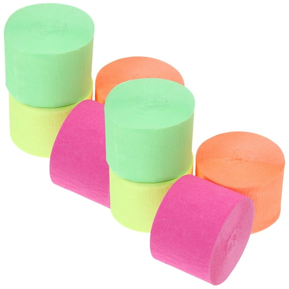 RENACLIPY Fluorescent Crepe Paper Streamers for Party Black Light Decoration