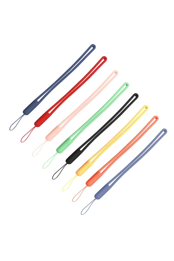 8pcs Smooth Silicone Straps ID Lanyard Rope Key Chain Lost Hand Strap Random Color
