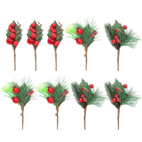 Zehuanyu 9-Piece Realistic Red Berry Branches Set for Bouquet, Floral Arrangements, Home Decor, and Craft Projects