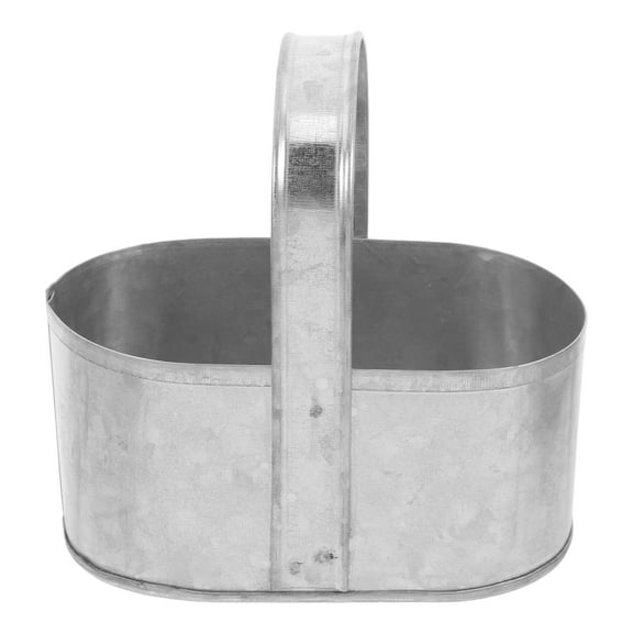 Zehuanyu Base Cover Storage Container Tin Flower Basket 11.50X11.50X6.00CM Silver