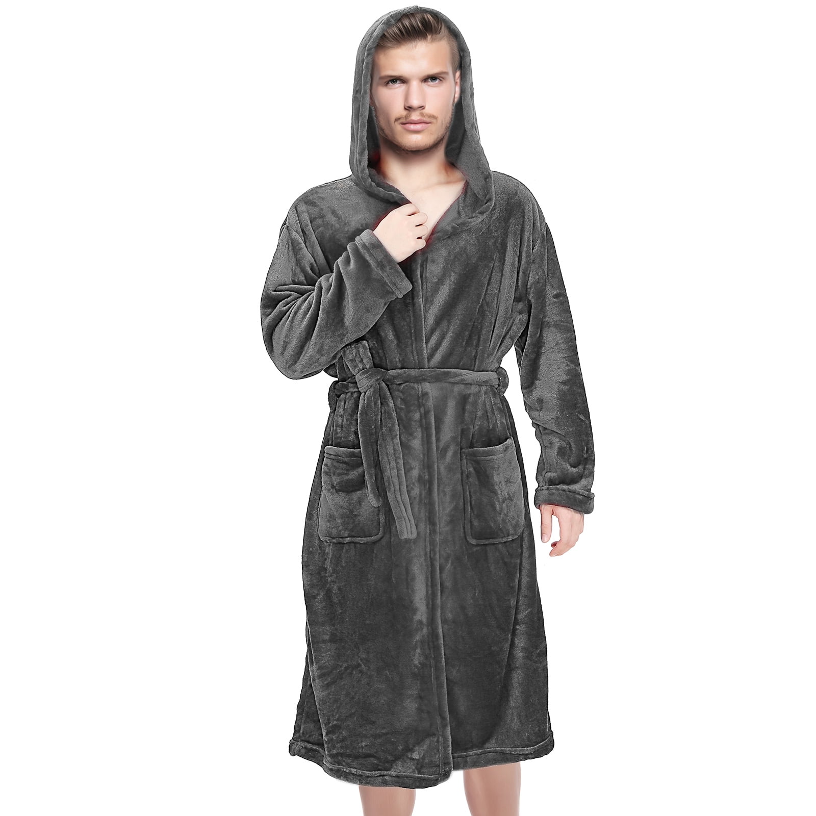Zehuanyu Bath Robe Shower Robe Towel Robe Men's Hooded Robes Long Spa