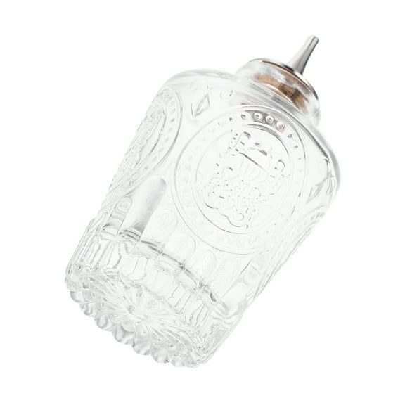 Phenofice Glass Bottle with Stopper for Bar Use, Transparent Embossed Design, and Stylish Barware Accessory