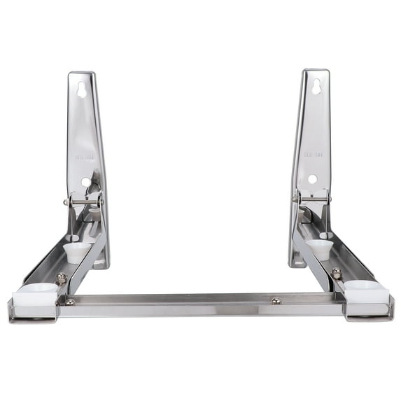 RENACLIPY Stainless Steel Retractable Microwave Shelf, Foldable Wall Mount, Space-Saving Kitchen Organizer, Finish