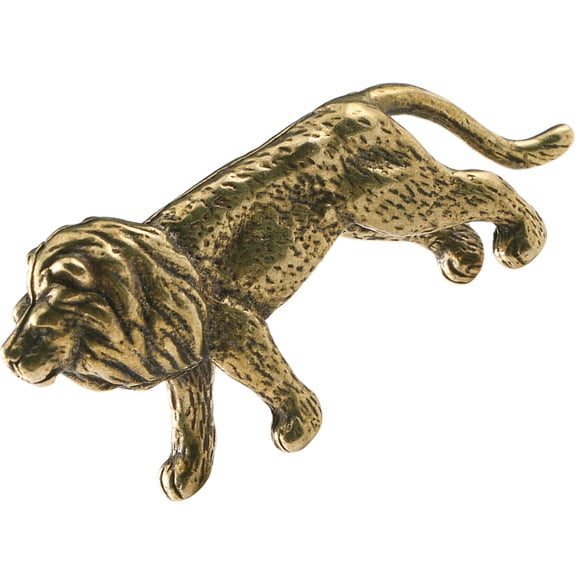Zehuanyu  Brass Lion Decor Retro Animal Statue Decoration Ornament Office Golden