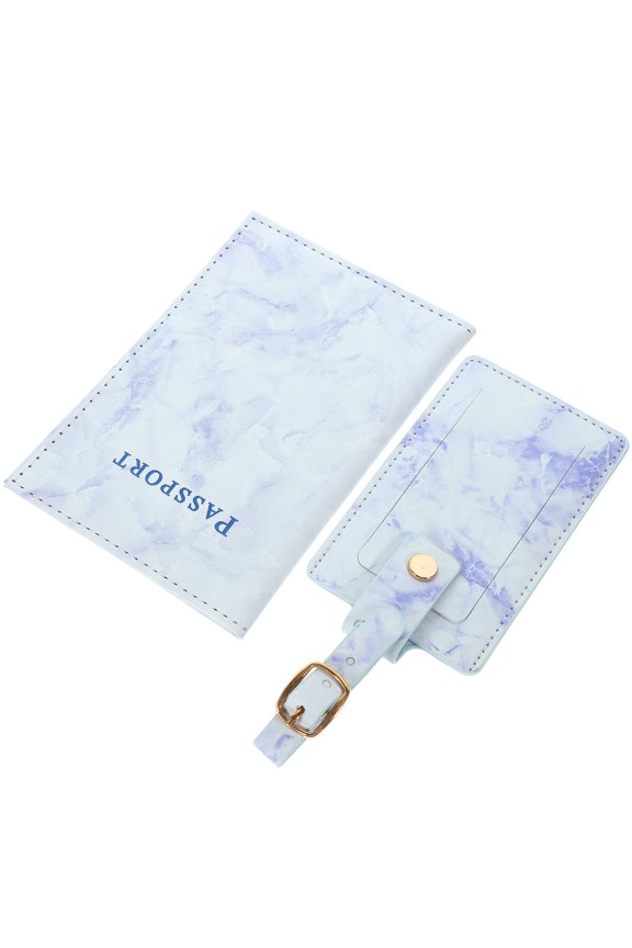 Color Changing Pu Marble Passport Cover Bag Tags Unique Luggage for Suitcases Men and Women Violet