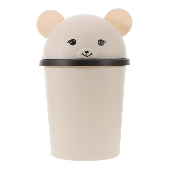 Zehuanyu Cute Bear Shaped Wastebasket Plastic Swing Lid Trash Can for Kitchen, Bathroom, Home, Office, and Dorm Room Garbage 10L