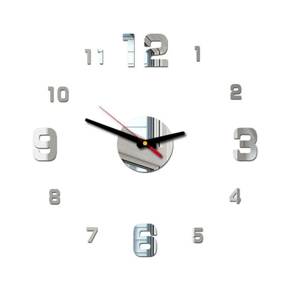 Zehuanyu DIY Wall Clock Large Size Wall Clock 40.00X40.00X0.10CM Silver