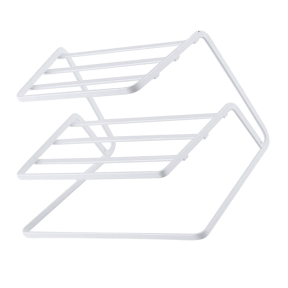 COOPHYA 1Pc White Multi Layer Iron Dish Bowl Drying Rack Kitchen Storage Shelf Rust Resistant