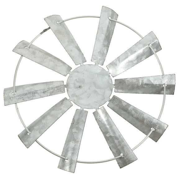 Rustic Farmhouse Windmill Wall Hanging Metal Ornament in Light Grey for Home Decoration 1 Piece