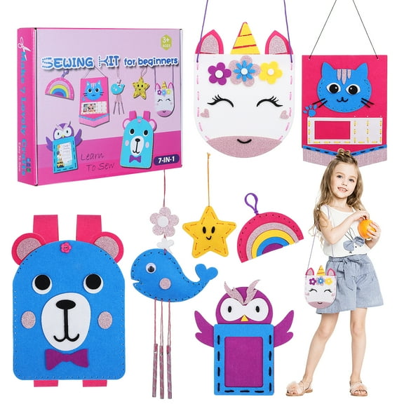 Zehuanyu  Girls Sewing Kit for Kids Felt Kits Children Beginner My First Parent-child