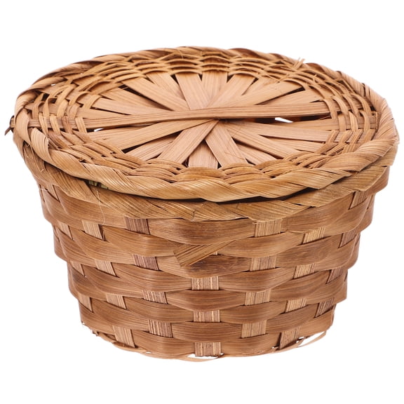Zehuanyu Hand Woven Bamboo Basket With Lid For Bread And Fruit Storage Tea Leaf Organizer Kitchen Decorative Basket For Coffee Table