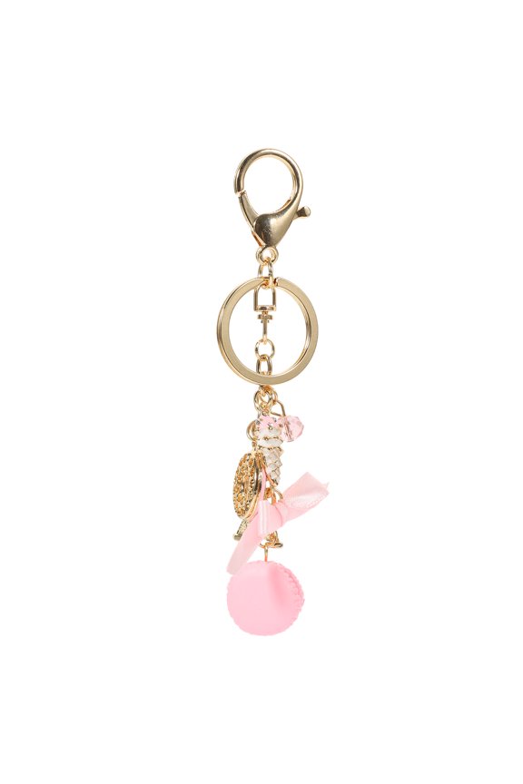 Lovely Pink Cake Keychain for Backpack Hanging Pendant Durable Metal Design