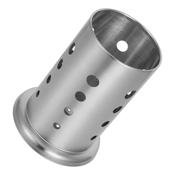 Hytrove Modern Cylinder Utensil Holder Silver 1Pack 6.6X4.9X4.9In