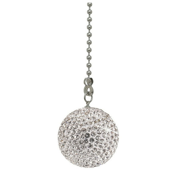 Ceiling Fan Pull Chain with Crystal Ball Pendant for Decoration White Stainless Steel 1 Set