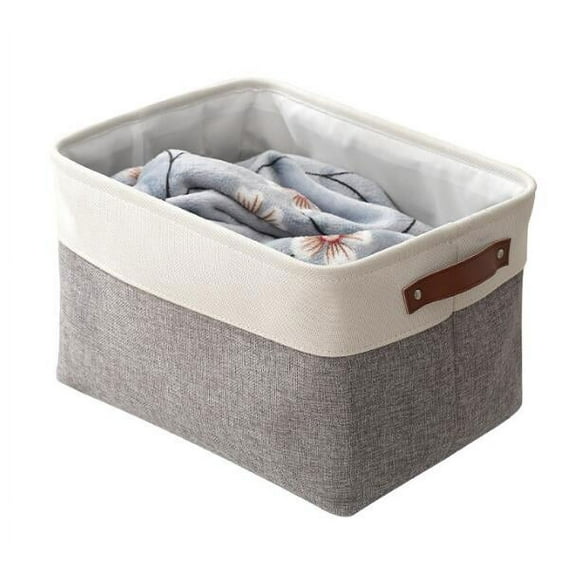 Zehuanyu Large Cotton Linen Storage Basket Blanket Basket Dirty Clothes Basket with Handle Bedroom Storage Basket Sock Storage Bin for Laundry Living Room Grey