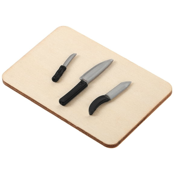 Zehuanyu Mini Doll House Accessories Three Knives Model Chopping Board