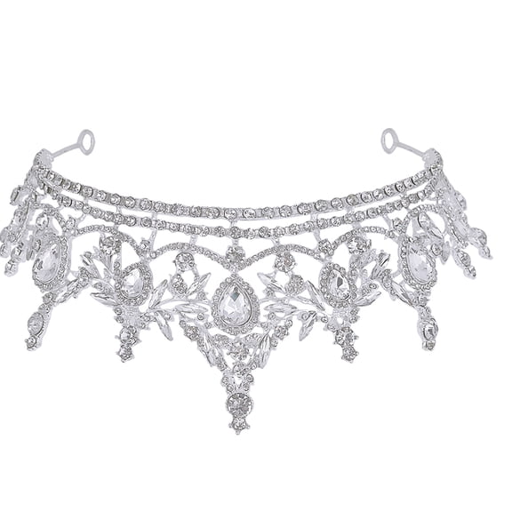 Zehuanyu Pageant Crown Rhinestone Crown Bridesmaid Miss 15.00X15.00X7.00CM Silver