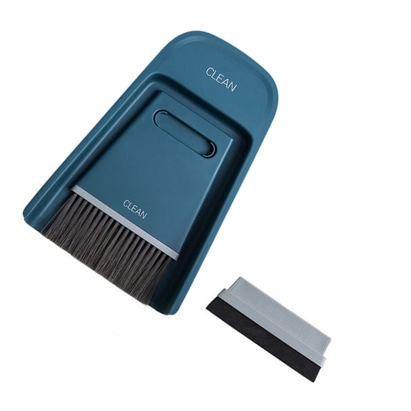 HEMOTON Blue Plastic Mini Broom and Dustpan for Home Use Desktop Cleaning Tools Suitable for Home Office Shop Small Size