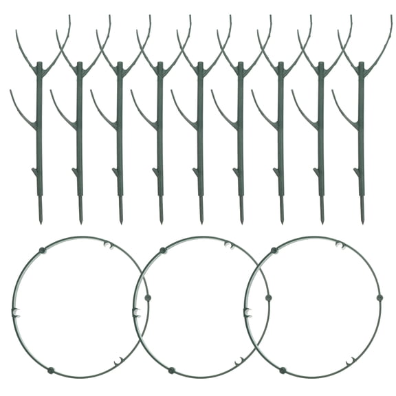 YOSADIER Green PP Plant Trellis with Twig Design, Stackable and for Elegant Garden and Indoor Plant Displays