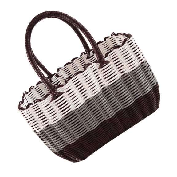 Zehuanyu Rattan Woven Straw Basket Imitation Rattan Shopping Bag Handwoven Tote Bag Plastic Picnic Basket Straw Beach Bag Women Multi Purpose Straw Purse For Groceries And More