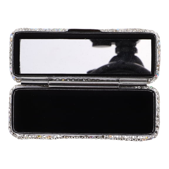 Zehuanyu Rhinestone Lipstick Case with Mirror Bling Lipstick Holder for Women Portable Makeup Storage Box for Travel Shiny Lip Gloss Organizer