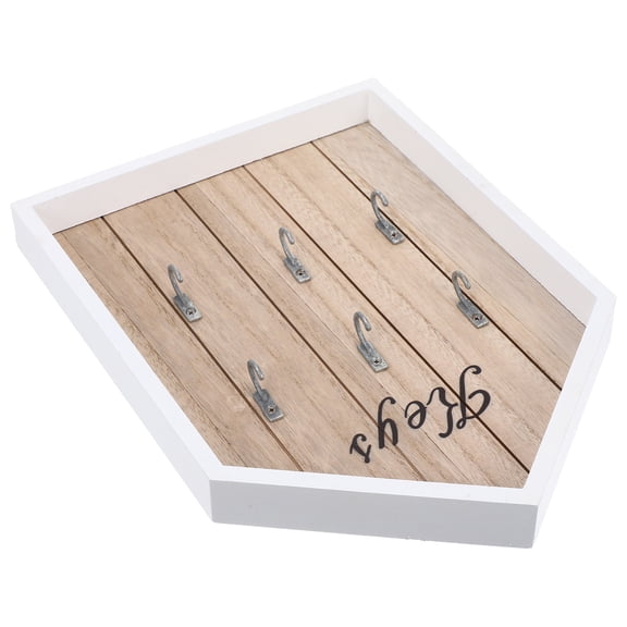 HEMOTON Wall Mount Key Rack Rustic Style House Shaped Wooden Keychain Holder for Family Members 1Set 11.4X8.5X1.1In