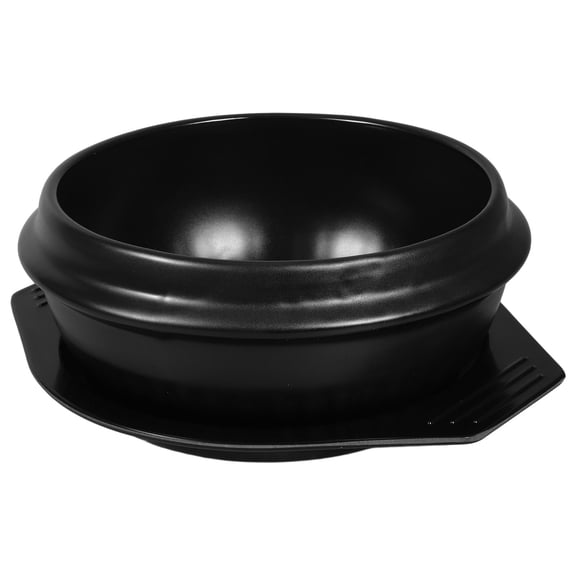 Zehuanyu Korean Style Black Bibimbap Sauce Container Pottery Bowl 22x16x8.5cm Kitchen Serving Dish for Authentic Meals