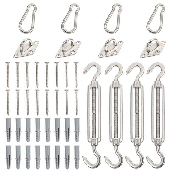 Zehuanyu Shade Sail Mounting Kit Awnings Roof Eye Hooks Heavy Duty Silver