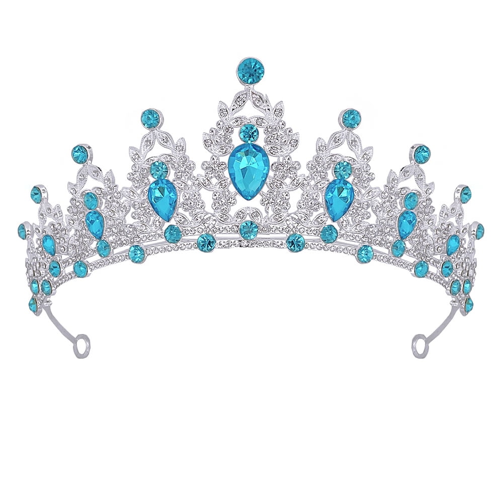 Zehuanyu  Tiara Crown Headband Rhinestone Tiaras Decorations Quinceanera Miss Bride Sky-blue