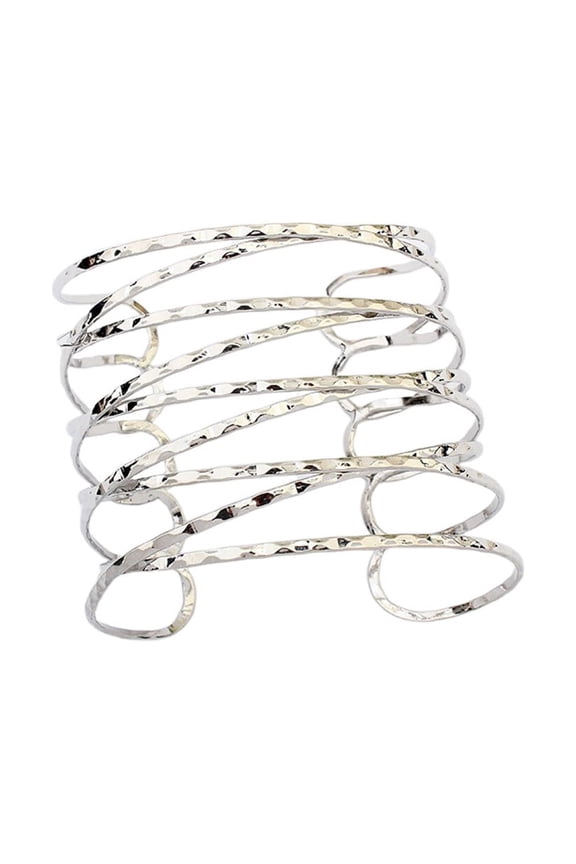 Women's Metal Armlet Bracelet, Punk Style Mesh Armband with Open Design, Trendy Arm Decoration Accessory