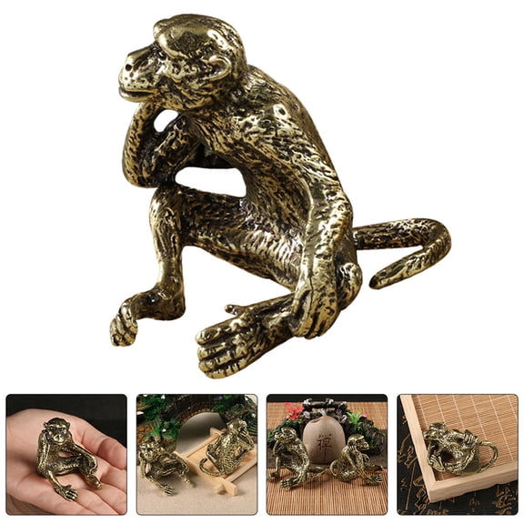 Zehuanyu Vintage Small Monkey Statue Decorative Miniature Monkey Figurine Lifelike Miniature Animal Statue