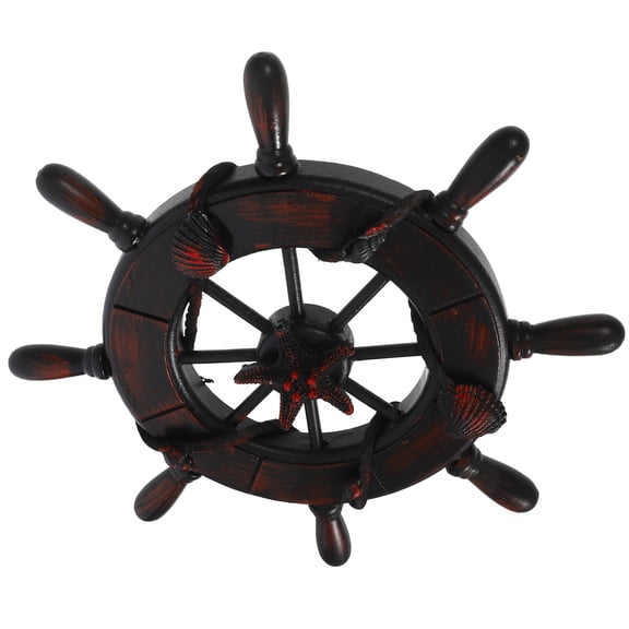 DEEPCRAFF Ships Wheel Wall Decor Nautical Wall Decoration Wood Brown 1Pack