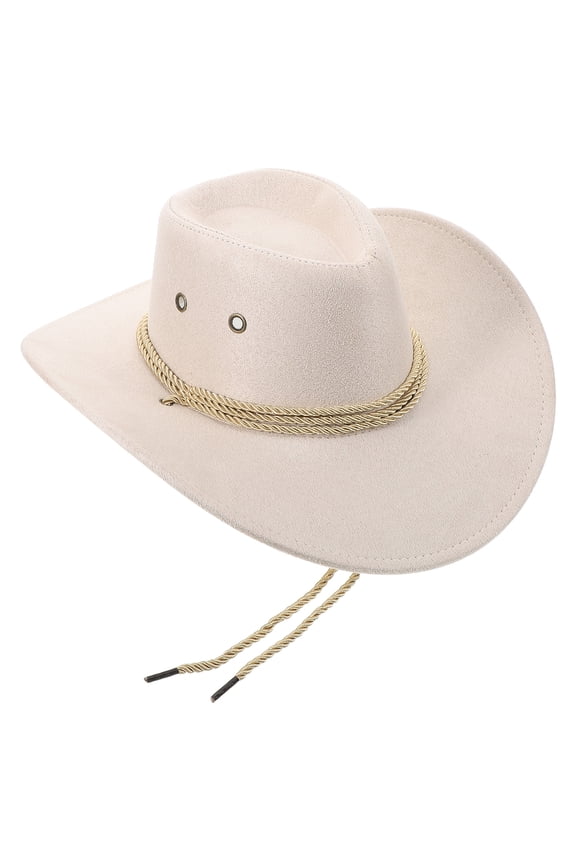 Western Hat Faux Felt Wide Brim Sun Hat Vintage Style for Outdoor Ranch Casual Wear Men Women