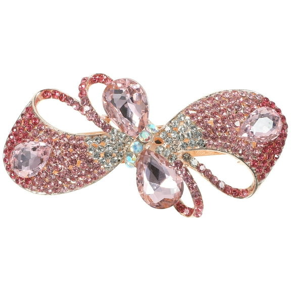Zehuanyu  Women's Rhinestone Hair Clip Scrunchies for Puff Curly Toppers Miss Pink